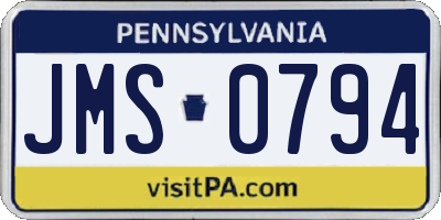 PA license plate JMS0794