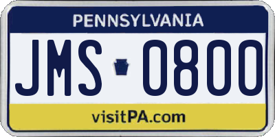 PA license plate JMS0800