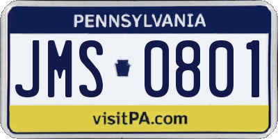 PA license plate JMS0801