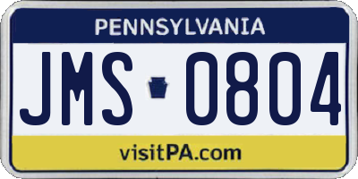 PA license plate JMS0804
