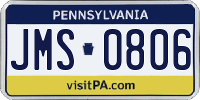 PA license plate JMS0806