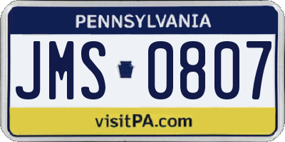 PA license plate JMS0807