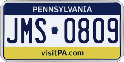 PA license plate JMS0809