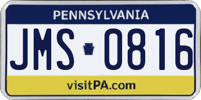 PA license plate JMS0816