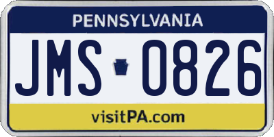 PA license plate JMS0826