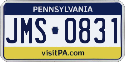 PA license plate JMS0831