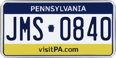 PA license plate JMS0840