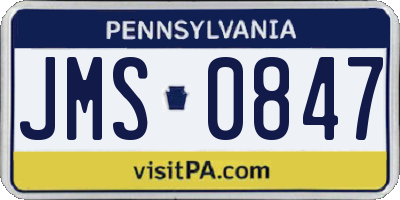 PA license plate JMS0847