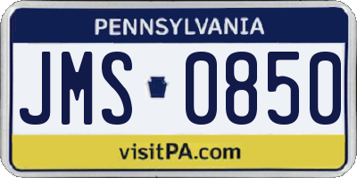 PA license plate JMS0850