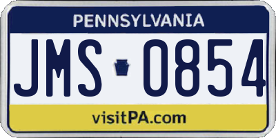 PA license plate JMS0854