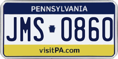 PA license plate JMS0860