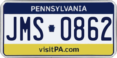 PA license plate JMS0862