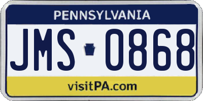 PA license plate JMS0868