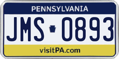 PA license plate JMS0893