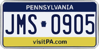 PA license plate JMS0905