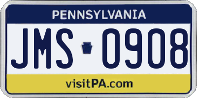 PA license plate JMS0908