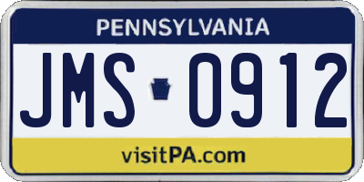 PA license plate JMS0912