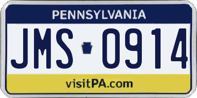 PA license plate JMS0914
