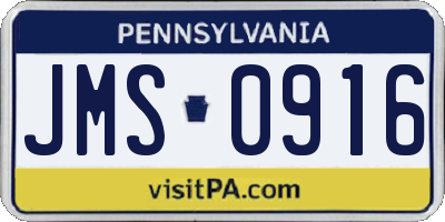 PA license plate JMS0916