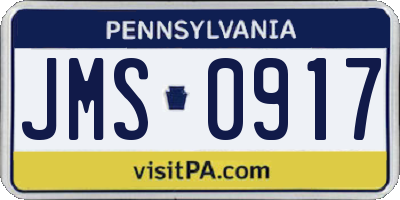 PA license plate JMS0917