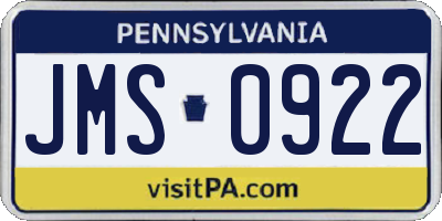 PA license plate JMS0922
