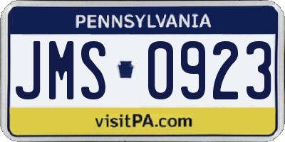 PA license plate JMS0923