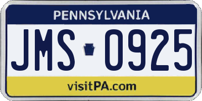 PA license plate JMS0925