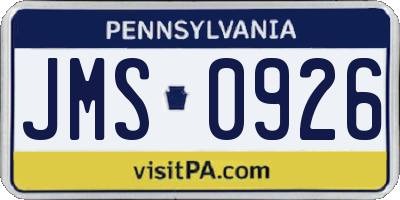 PA license plate JMS0926