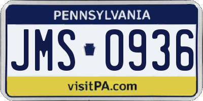 PA license plate JMS0936
