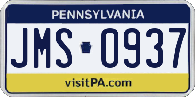 PA license plate JMS0937