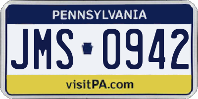 PA license plate JMS0942