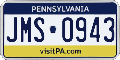 PA license plate JMS0943