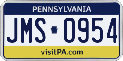 PA license plate JMS0954
