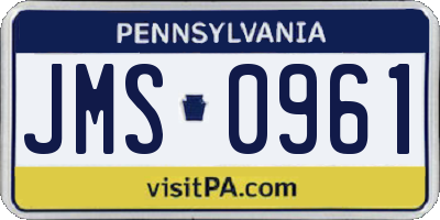 PA license plate JMS0961