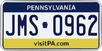 PA license plate JMS0962