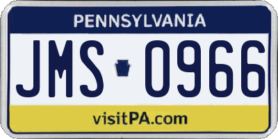 PA license plate JMS0966