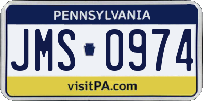 PA license plate JMS0974
