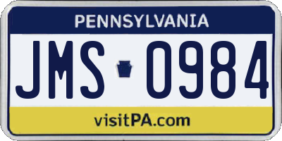 PA license plate JMS0984