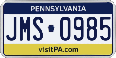 PA license plate JMS0985