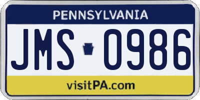 PA license plate JMS0986