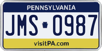 PA license plate JMS0987