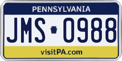 PA license plate JMS0988