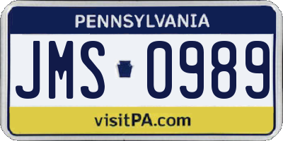 PA license plate JMS0989