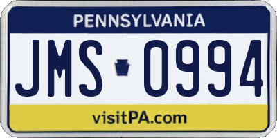 PA license plate JMS0994