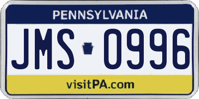 PA license plate JMS0996