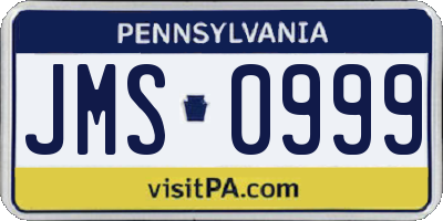PA license plate JMS0999