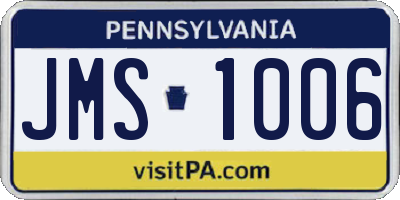 PA license plate JMS1006