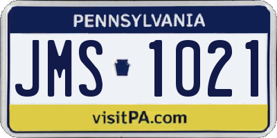 PA license plate JMS1021