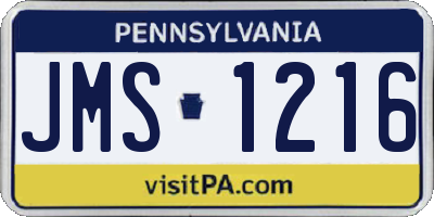 PA license plate JMS1216