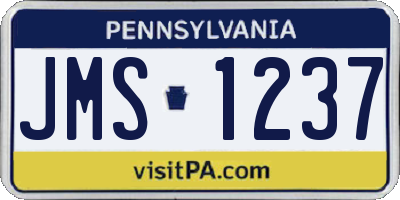 PA license plate JMS1237